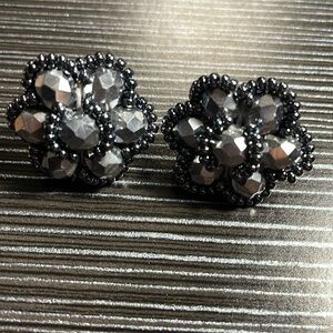 Handmade Hematite seeded flower earrings.